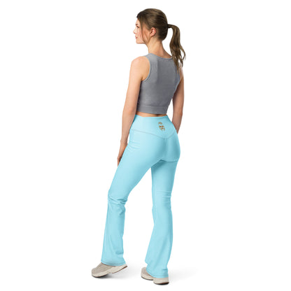 Damen Flare Leggings mit All-Over-Print von Sportswear Iron Monkey 23, High-Waist, po-hebend, UV-Schutz UPF 50+.