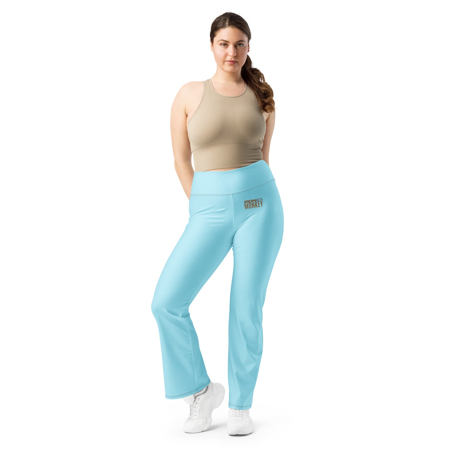 Damen Flare Leggings mit All-Over Print von Sportswear Iron Monkey 23, High-Waist, po-hebend, UV-Schutz 50+ sichtbar von vorne