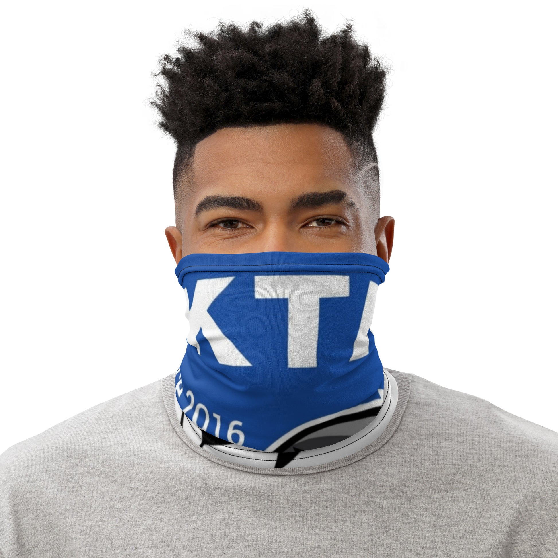Multifunktionstuch von Sportswear Iron Monkey 23 mit All-over-Print, weiß, als Hals- oder Gesichtsschutz verwendbar.