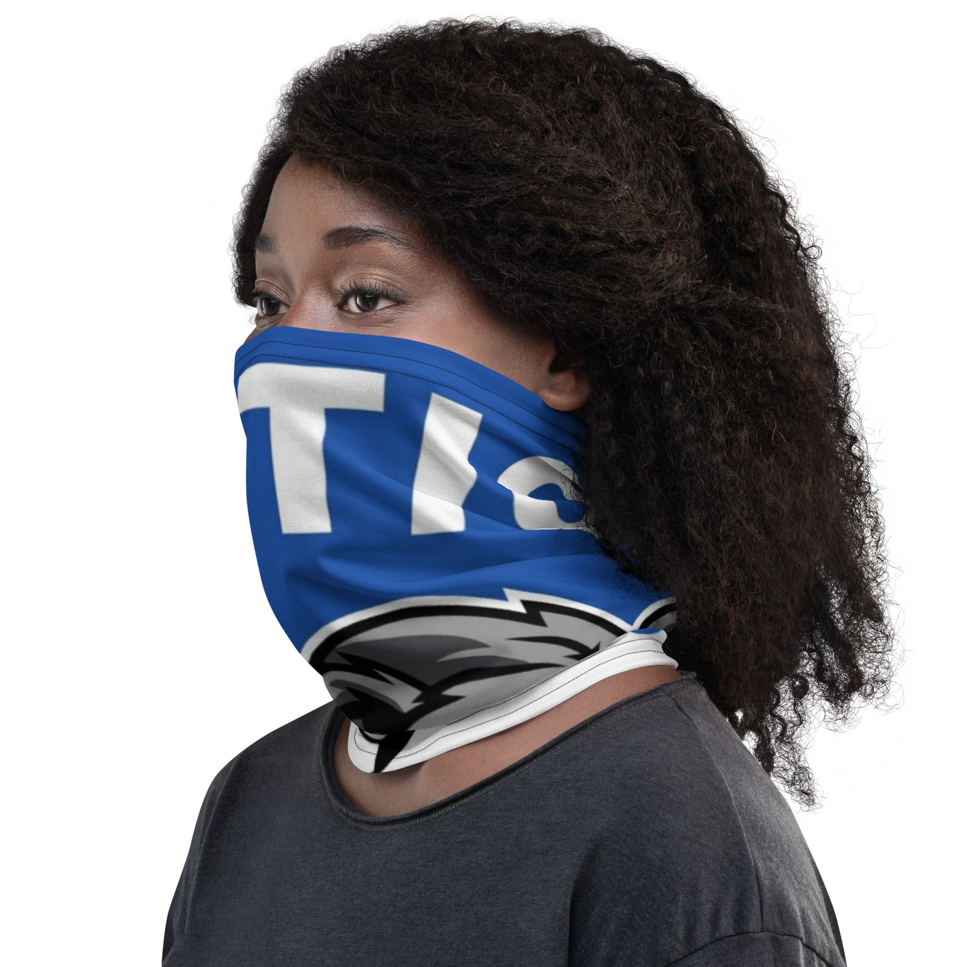 Mehrzweck-Loop für Kopf und Hals von Sportswear Iron Monkey 23 mit weißem All-over-Print, vielseitig tragbar.