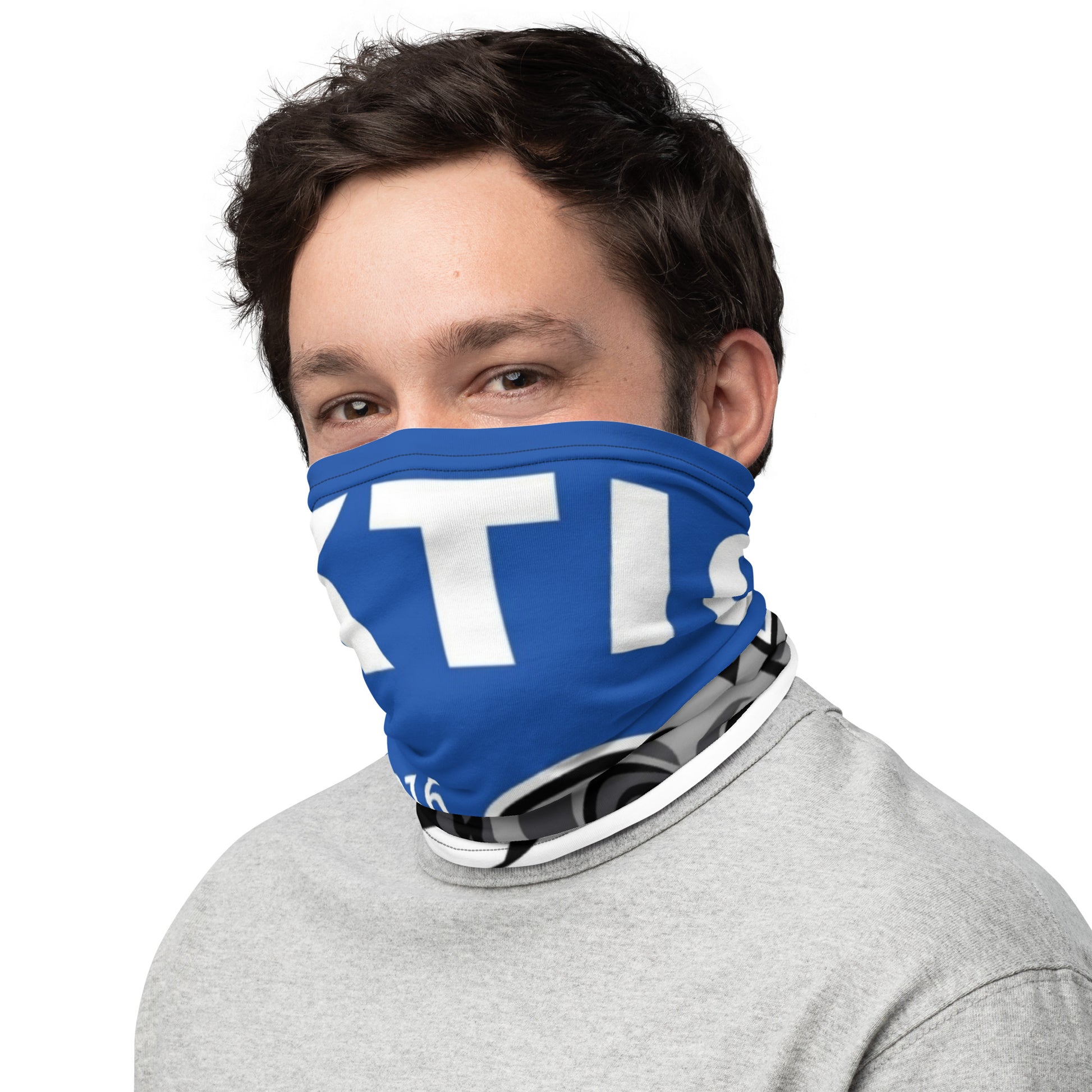 All-over-print Multifunktionstuch von Sportswear Iron Monkey 23 in Weiß, vielseitig tragbar als Halstuch oder Gesichtsmaske