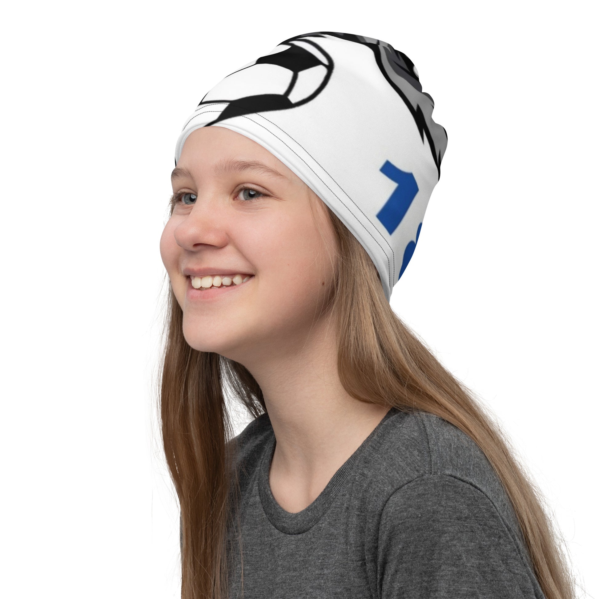 Multifunktionstuch von Sportswear Iron Monkey 23 mit All-Over-Print in Weiß, zeigt das rundum bedruckte Design.