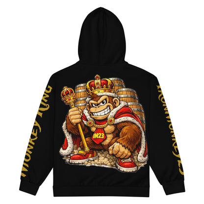 Recycelter Unisex Zip-Hoodie von Sportswear Iron Monkey 23 mit All-Over-Print, weiß, umweltfreundlich und aus recycelten Materialien