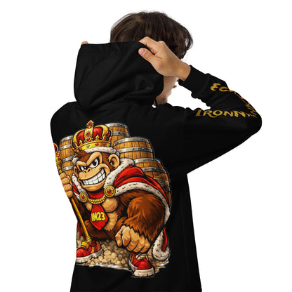 Recycelter Unisex Zip-Hoodie von Sportswear Iron Monkey 23 mit All-over-Print, weiß, umweltfreundlich, aus recycelten Materialien gefertigt.