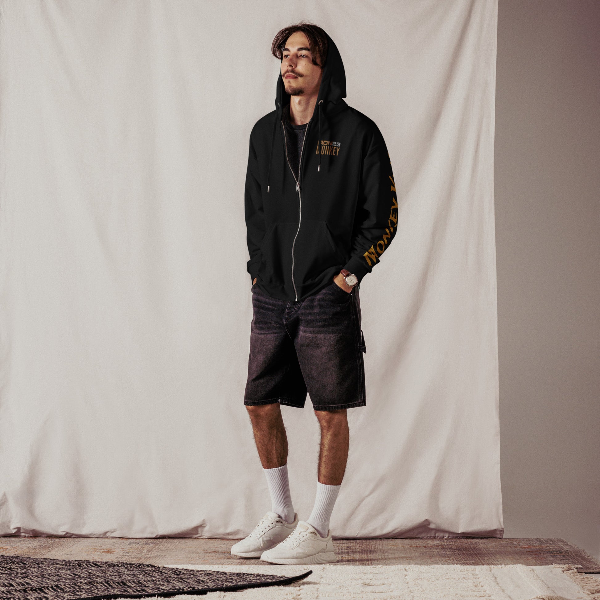 Recycelter Unisex Zip-Hoodie von Sportswear Iron Monkey 23 mit All-over-Print, weiß, umweltfreundlich aus recyceltem Material