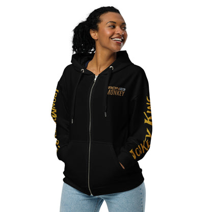 Recycelter Unisex Zip-Hoodie von Sportswear Iron Monkey 23 mit Allover-Print, aus 95% recyceltem GRS OEKO-TEX Material.
