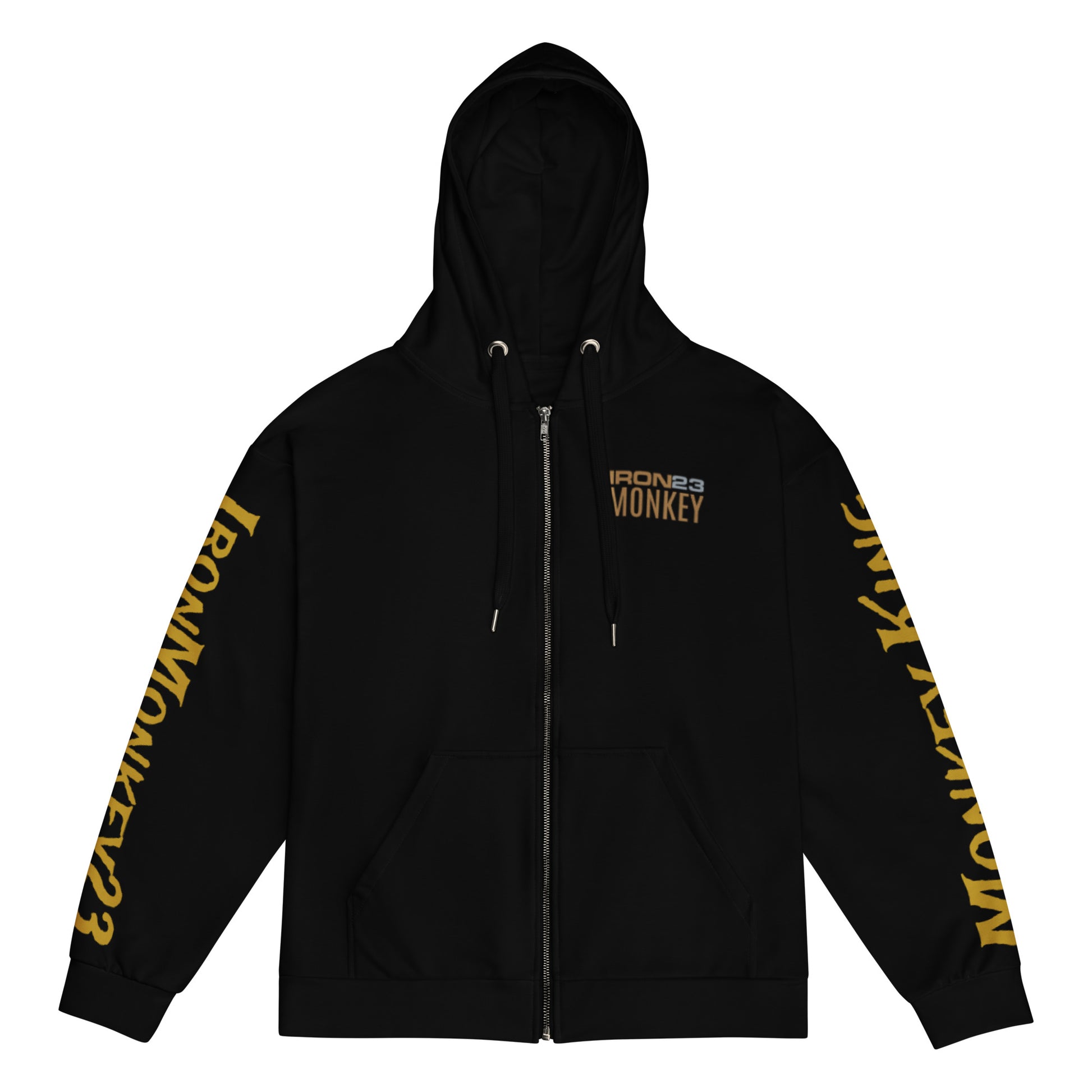 Recycelter Unisex Zip-Hoodie von Sportswear Iron Monkey 23 mit Allover-Print, weiß, aus 95% recyceltem Material, umweltfreundlich