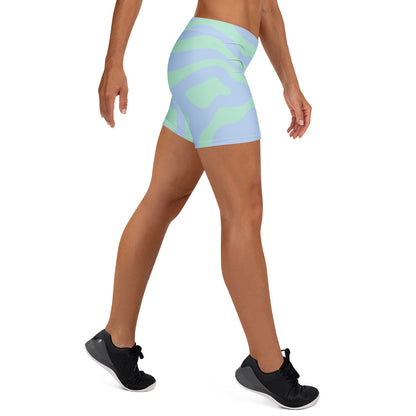 Damen Sport-Shorts mit All-Over-Print in Weiß, 4-Wege-Stretch, recyceltes Polyester, von Sportswear Iron Monkey 23