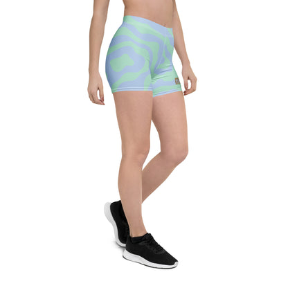 Damen Sport-Shorts mit All-Over-Print in Weiß, aus recyceltem Polyester, mit 4-Wege-Stretch, von Sportswear Iron Monkey 23