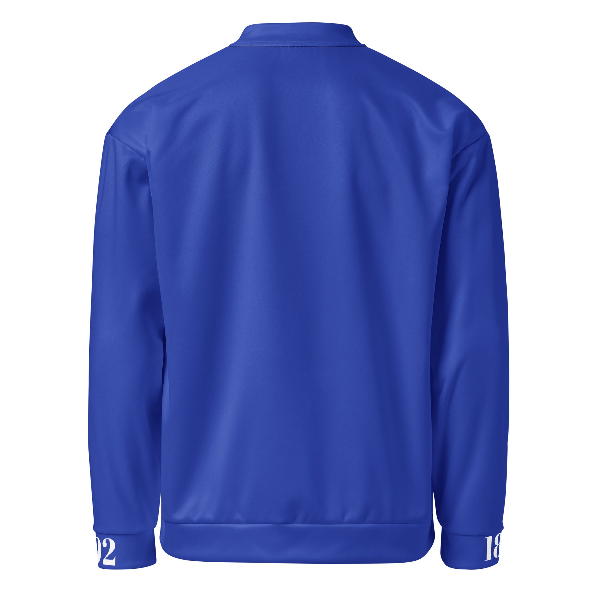 Unisex Bomberjacke von Sportswear Iron Monkey 23 mit All-Over-Print in Blau, Rückenansicht, moderne sportliche Jacke
