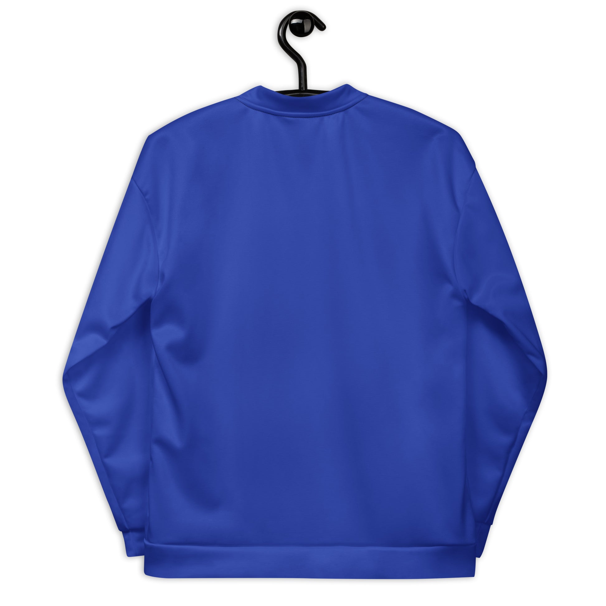 Unisex Bomberjacke von Sportswear Iron Monkey 23 mit All-over-Print in Weiß, modernes Design, kurze Passform, blaue Edition.