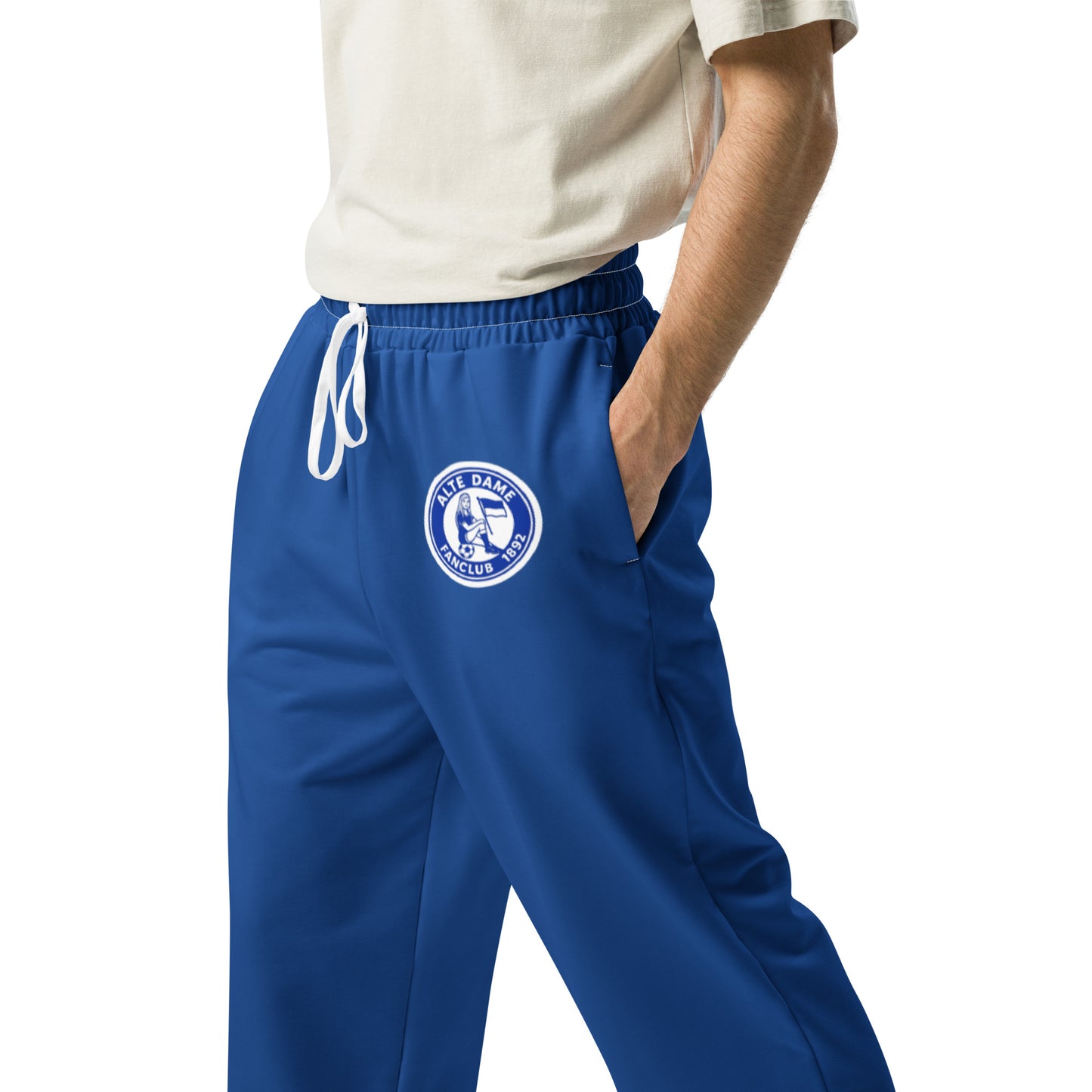 Recycelte Unisex-Joggingshose mit weitem Bein und All-over-Print von Sportswear Iron Monkey 23, weiße Jogger, entspanntes Design