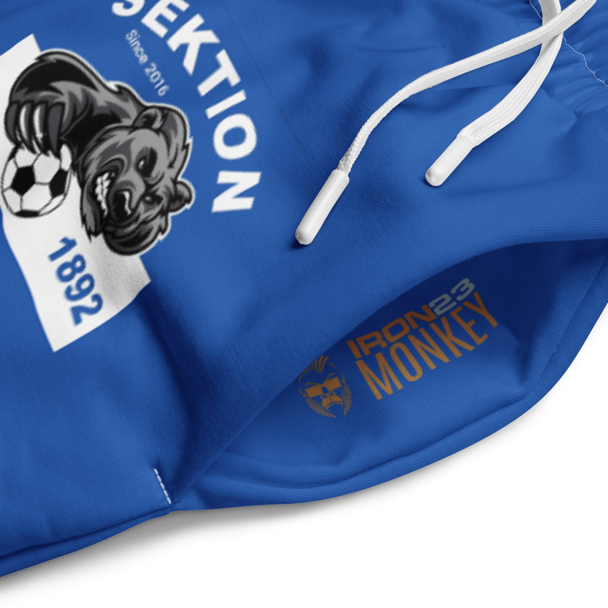 Weißer Unisex-Jogginghose mit weitem Bein und Allover-Print von Sportswear Iron Monkey 23, bequemes Casual-Design