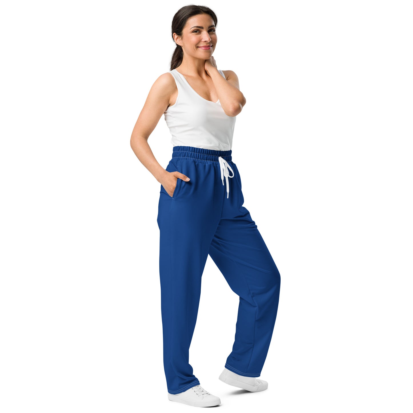 Recycelte Unisex-Joggingshose mit weitem Bein und Print von Sportswear Iron Monkey 23, weiße Hose, rechter Vorderansicht