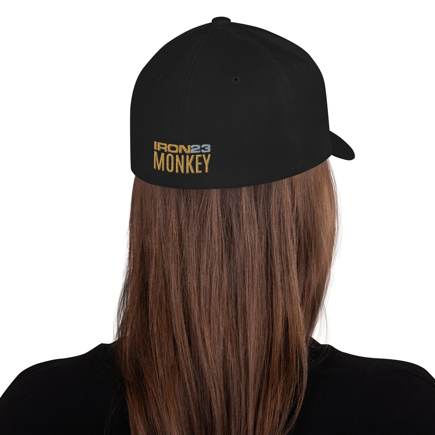 Schwarze strukturierte Cord-Cap von Sportswear Iron Monkey 23 mit geschlossener Rückseite, Fanclub Alte Dame 1892, modisches Accessoire