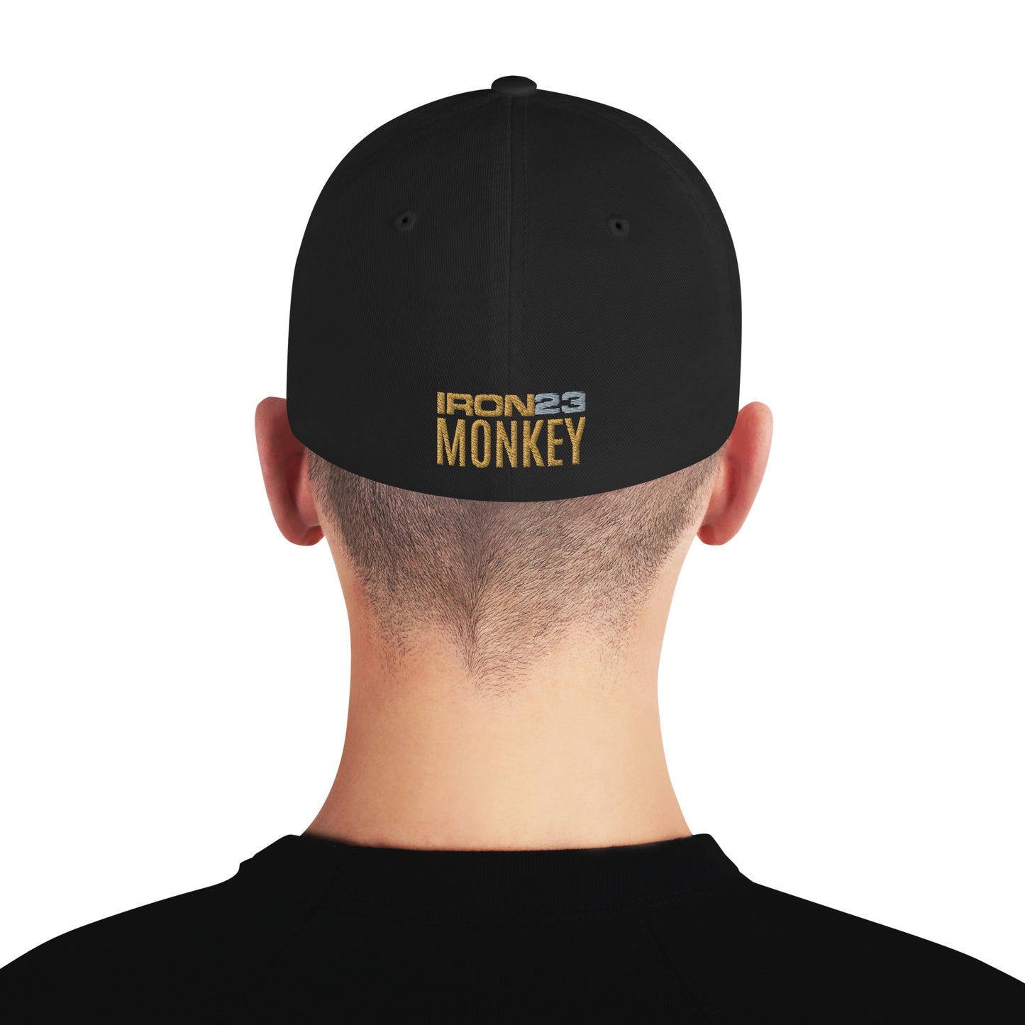 Strukturierte schwarze Cord-Cap mit geschlossener Rückseite, Fanclub Alte Dame 1892, Sportswear Iron Monkey 23, modisches Accessoire