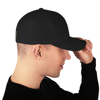 Schwarze strukturierte Cord-Cap mit geschlossener Rückseite, Fanclub Alte Dame 1892, Sportswear Iron Monkey 23, modisches Accessoire