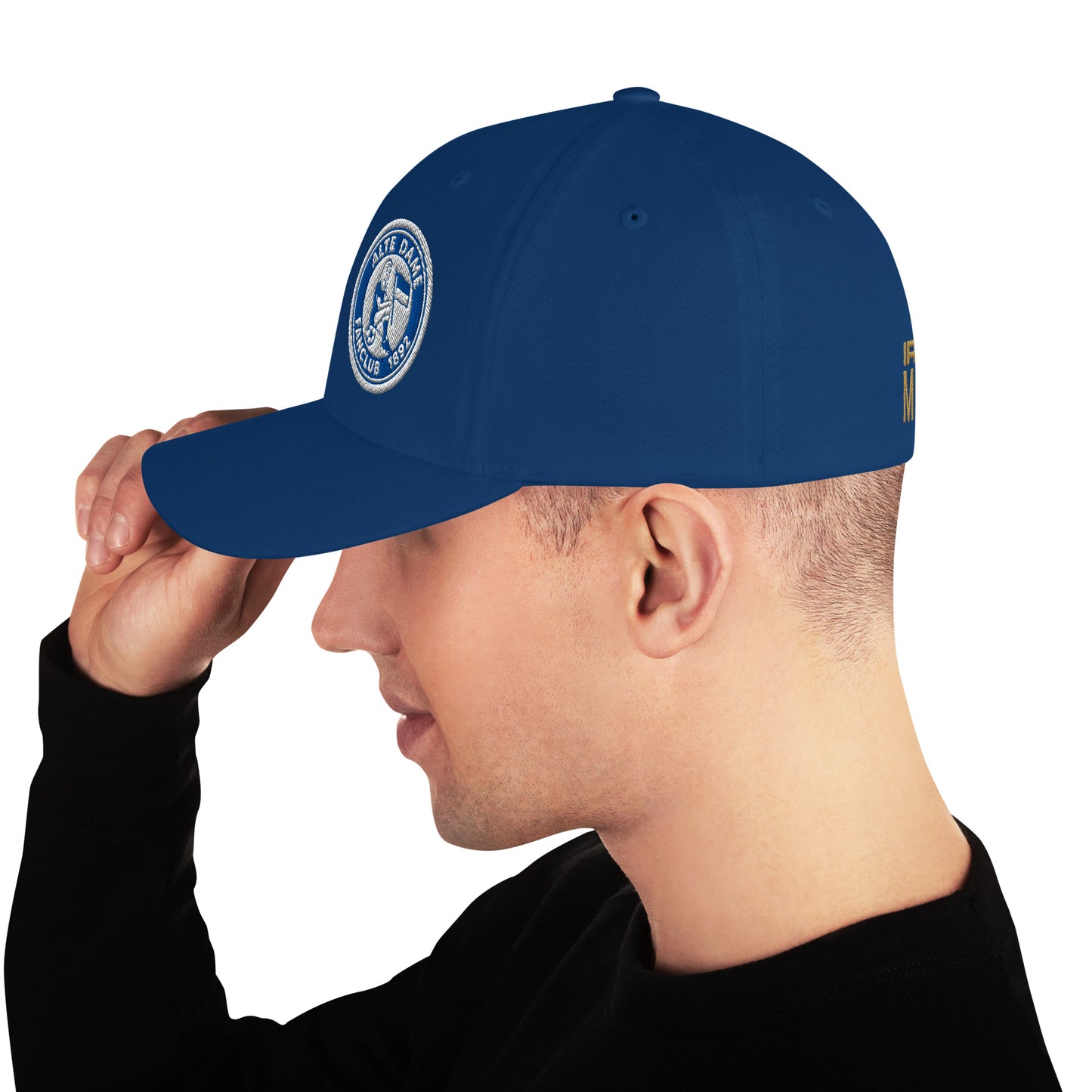 Strukturierte Cord-Cap in Royalblau mit Fanclub-Logo der Alten Dame 1892, Sportswear Iron Monkey 23, geschlossene Rückseite.