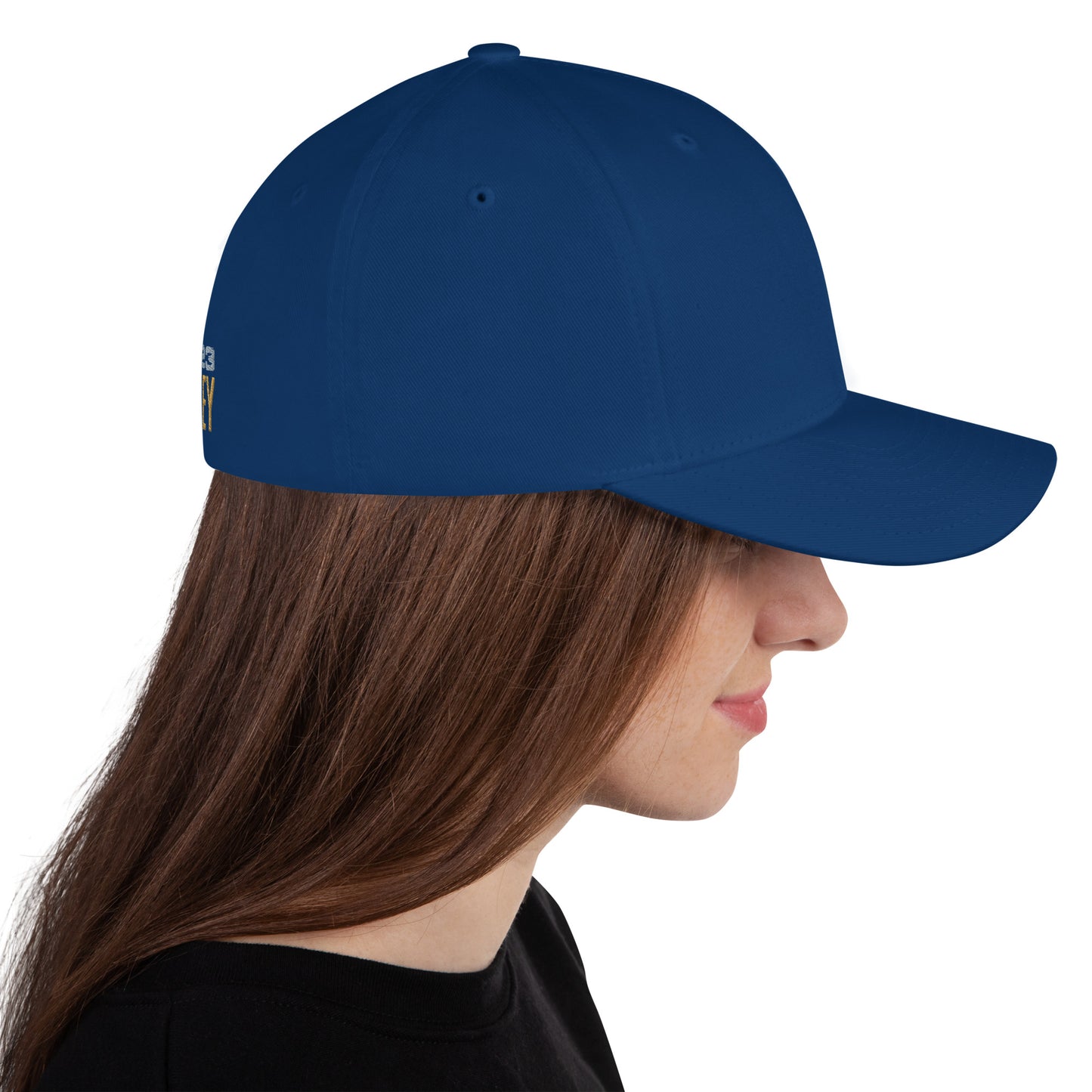 Strukturierte Cord-Cap in Royalblau von Sportswear Iron Monkey 23, mit geschlossener Rückseite und Fanclub Alte Dame 1892 Design