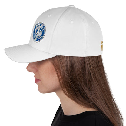 Strukturierte weiße Cord-Cap von Sportswear Iron Monkey 23, geschlossene Rückseite, Fanclub Alte Dame 1892, modisches Accessoire