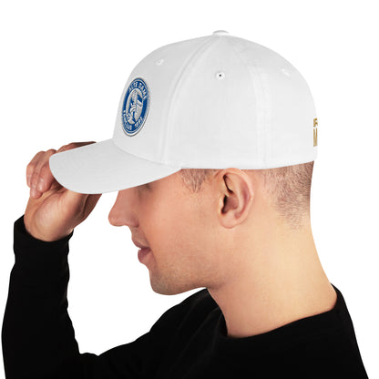 Weißer, strukturierter Cord-Cap mit geschlossener Rückseite, Fanclub Alte Dame 1892, Sportswear Iron Monkey 23, modisches Accessoire
