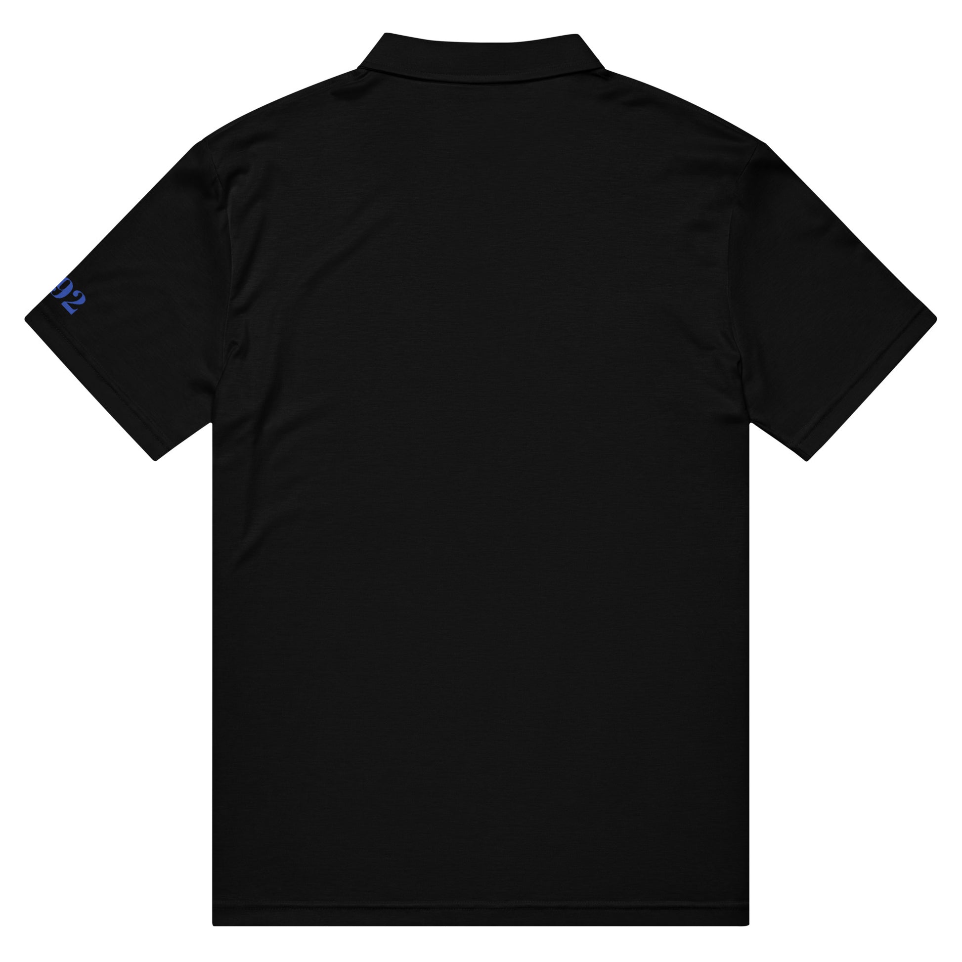 Schwarzes, schmal geschnittenes Herren-Polo-Shirt mit Allover-Print von Sportswear Iron Monkey 23, Rückenansicht