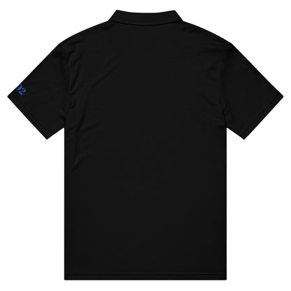 Schwarzes, schmal geschnittenes Herren-Polo-Shirt mit Allover-Print von Sportswear Iron Monkey 23, Rückenansicht