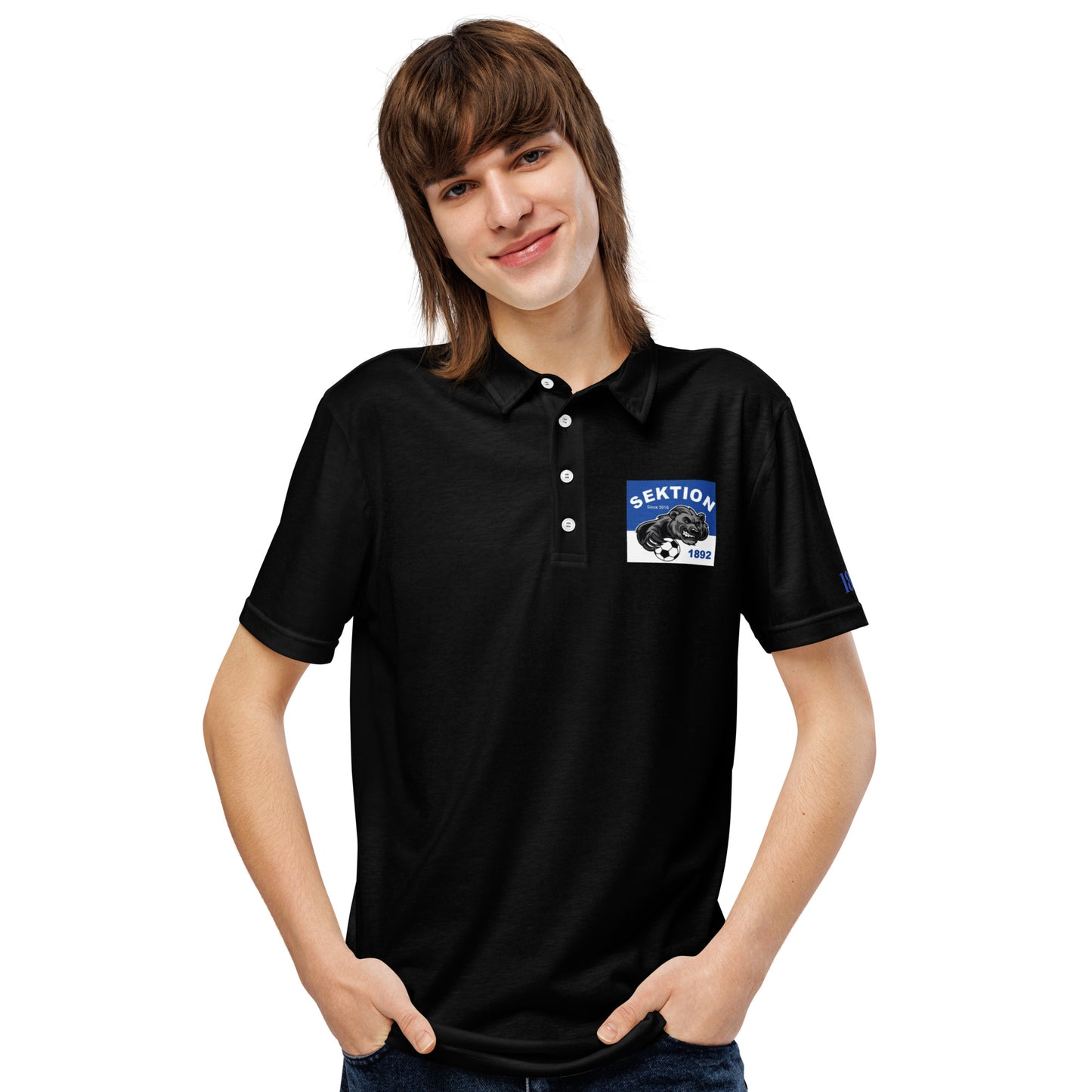 Schwarzes Herren-Polo-Shirt von Sportswear Iron Monkey 23, slim-fit, All-over-Print, Vorderseite sichtbar