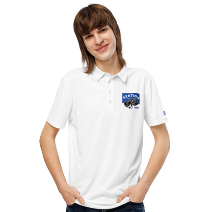 Schmal geschnittenes Herren-Polo-Shirt von Sportswear Iron Monkey 23 mit All-over-Print in Weiß, vorderseitig sichtbar