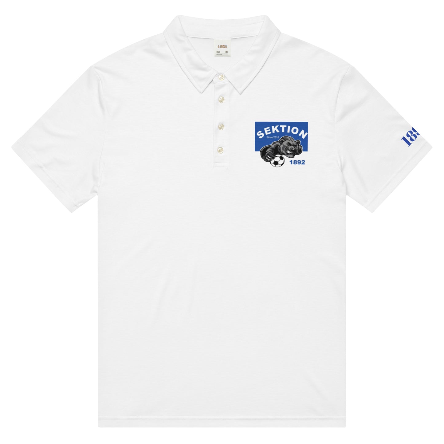 Schmal geschnittenes Herren-Polo-Shirt von Sportswear Iron Monkey 23 mit All-over-Print in Weiß, vorderseitig sichtbar