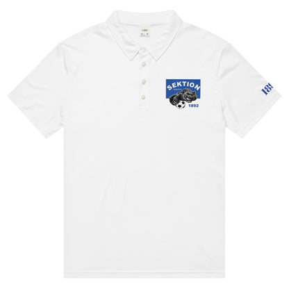 Schmal geschnittenes Herren-Polo-Shirt von Sportswear Iron Monkey 23 mit All-over-Print in Weiß, vorderseitig sichtbar