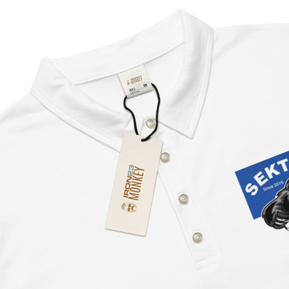 Schmal geschnittenes Herren-Polo-Shirt von Sportswear Iron Monkey 23 mit All-over-Print in Weiß, Detailansicht