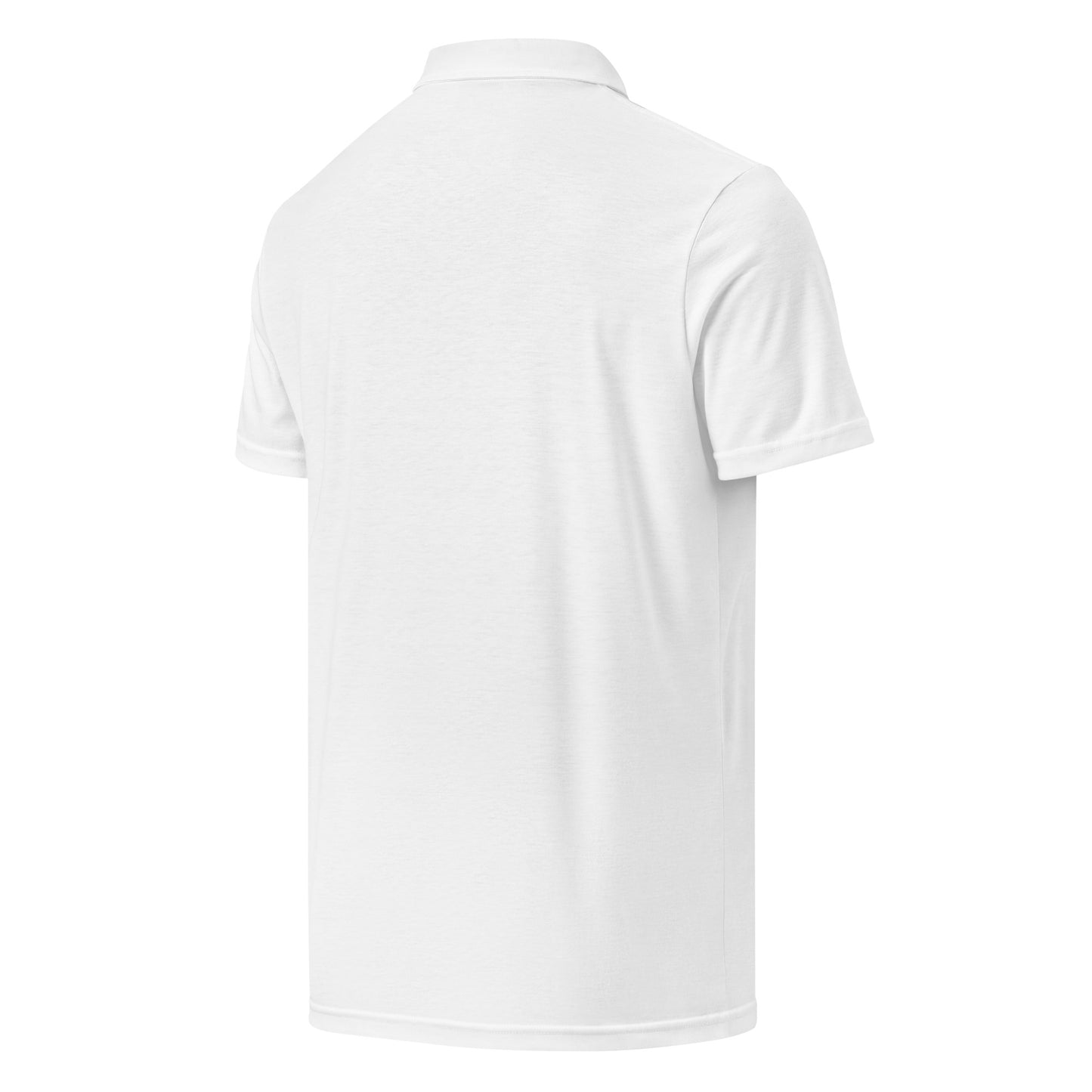 Schmal geschnittenes Herren-Polo-Shirt von Sportswear Iron Monkey 23 mit All-Over-Print in Weiß, von hinten fotografiert