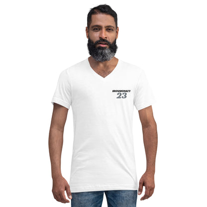 Kurzärmeliges Unisex-T-Shirt mit V-Ausschnitt - Sportswear Iron Monkey 23
