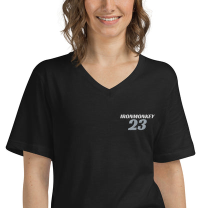 Kurzärmeliges Unisex-T-Shirt mit V-Ausschnitt - Sportswear Iron Monkey 23