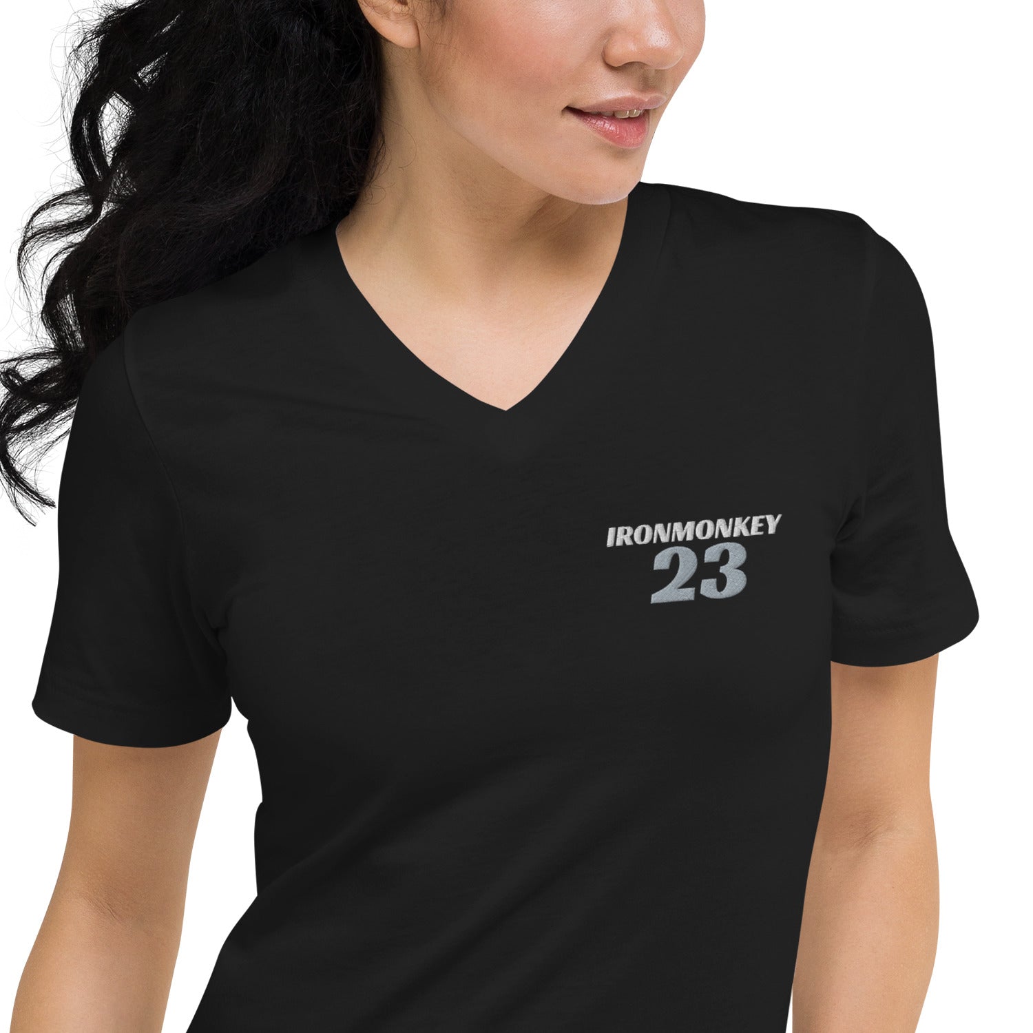 Kurzärmeliges Unisex-T-Shirt mit V-Ausschnitt - Sportswear Iron Monkey 23