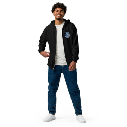 Unisex Heavy-Blend Zip Hoodie in Schwarz mit Fanclub Alte Dame 1892 Logo, Sportswear Iron Monkey 23, vorneansicht