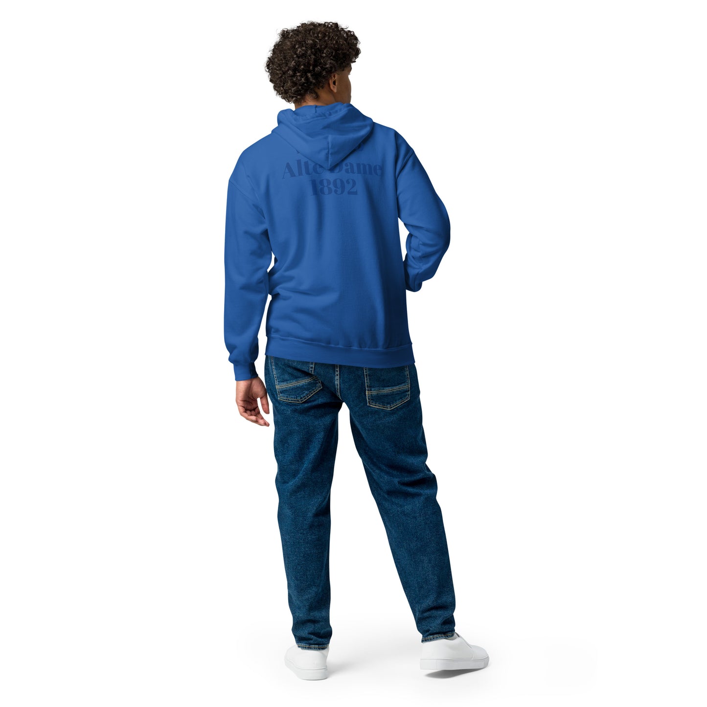 Unisex Heavy-Blend Zip Hoodie mit Fanclub Alte Dame 1892, blau, mit Reißverschluss und Kapuze, von Sportswear Iron Monkey 23.