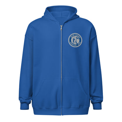 Unisex Heavy-Blend Zip Hoodie von Iron Monkey 23 mit Fanclub Alte Dame 1892 auf der Vorderseite, royalblau, bequemer Hoodie