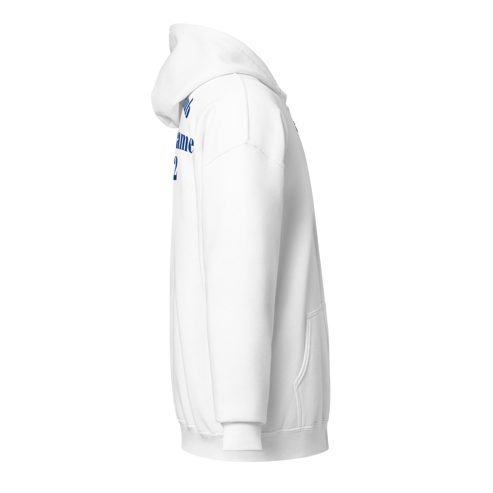 Unisex Heavy-Blend Zip Hoodie von Sportswear Iron Monkey 23 mit Fanclub Alte Dame 1892 Logo, weiße Kapuzenjacke, rechte Ansicht
