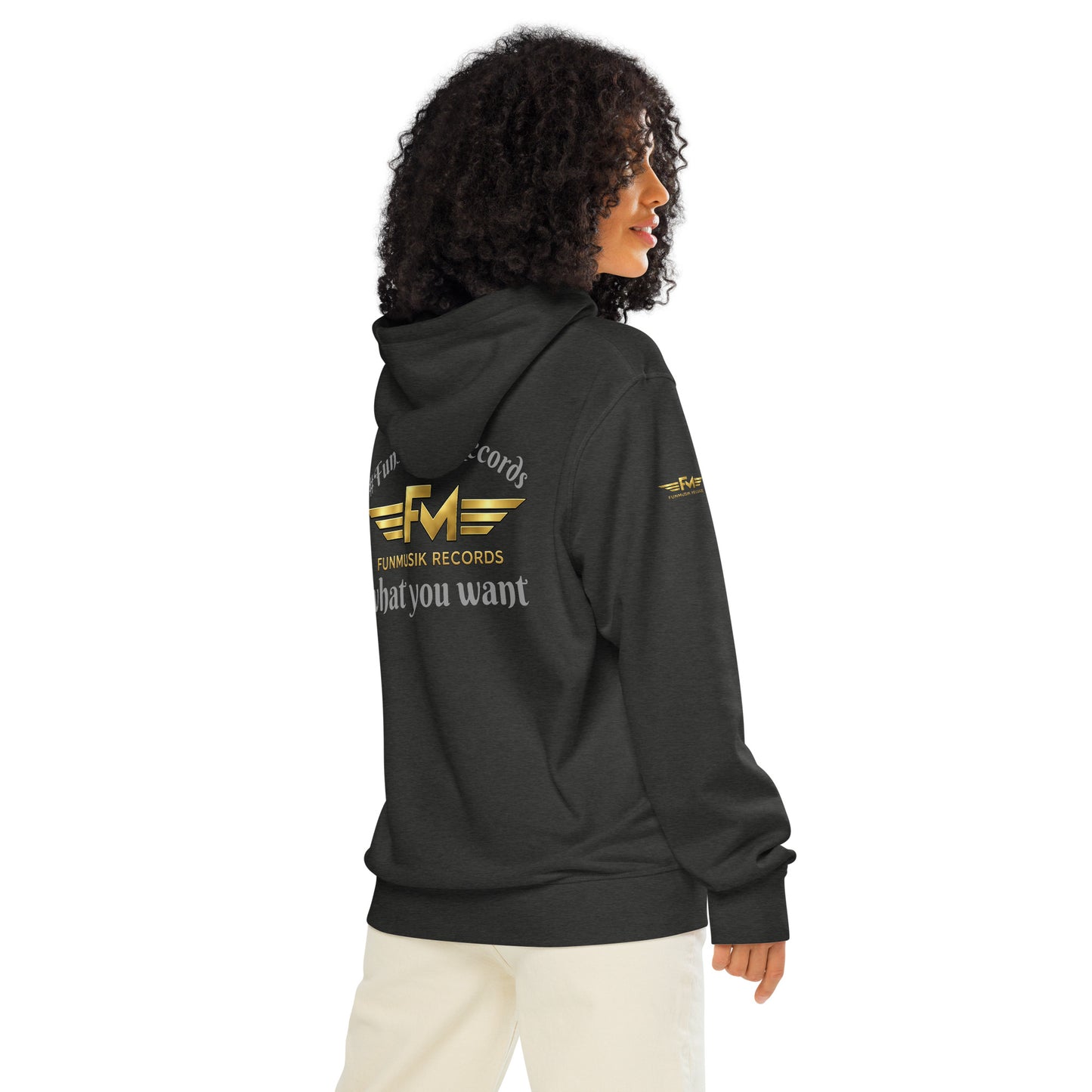 Unisex Bio-Hoodie von Sportswear Iron Monkey 23, dunkles Heather-Grau, nachhaltiger Midweight Hoodie, Rückenansicht