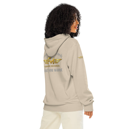 Unisex Bio-Hoodie von Sportswear Iron Monkey 23, nachhaltiger Midweight Hoodie, Desert Dust Farbe, Rückenansicht, organisch hergestellt