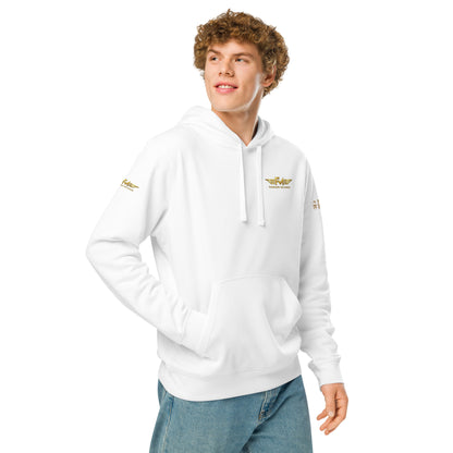 Unisex Bio-Hoodie von Sportswear Iron Monkey 23, weiß, aus nachhaltiger Bio-Baumwolle, mittelschwerer Midweight-Hoodie, rechte Vorderseite