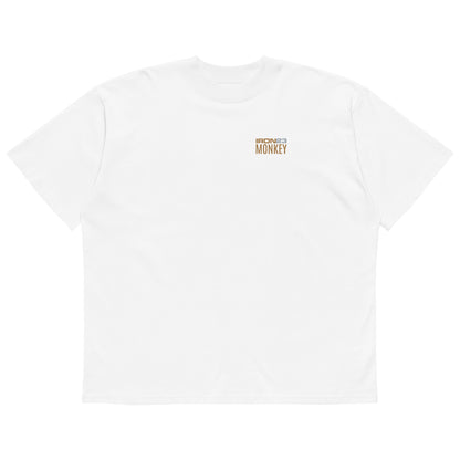 Weißes oversized Bio-T-Shirt für Unisex, aus 100% Bio-Baumwolle, mit hohem Kragen, Streetwear Stil von Sportswear Iron Monkey 23