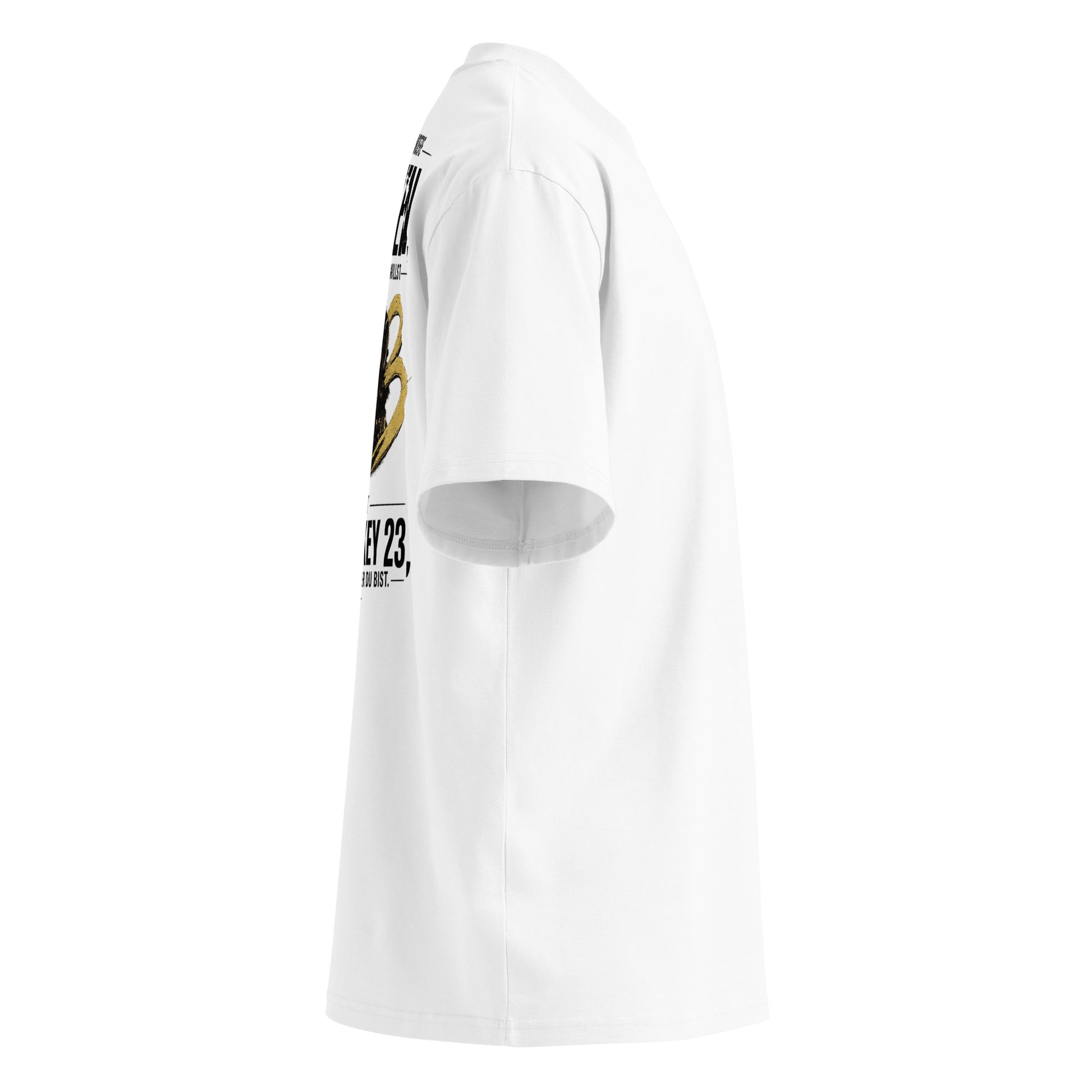 Unisex Bio-T-Shirt von Sportswear Iron Monkey 23, oversized, weiß, mit hohem Kragen aus 100% Bio-Baumwolle, Streetwear-Style