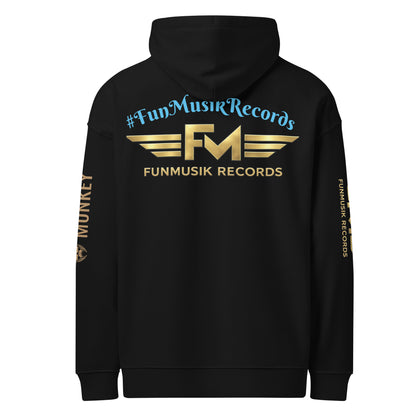 Unisex Bio-Hoodie von Iron Monkey 23, relaxte Passform, schwarze Farbe, nachhaltiges Bio-Material, hinten Ansicht, sportliches Design