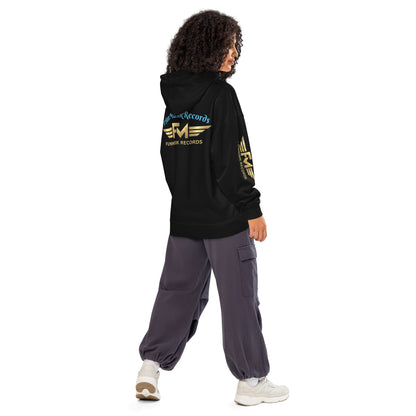 Unisex Bio-Hoodie von Sportswear Iron Monkey 23, lockeres Oversized-Design, schwarzer Organic-Hoodie, Rückenansicht