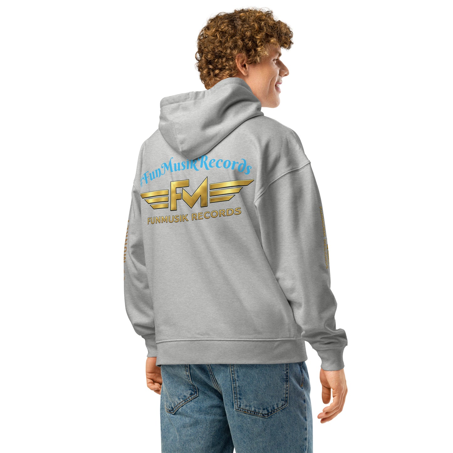 Unisex Bio-Hoodie von Sportswear Iron Monkey 23 in heather grau, lockerer Sitz, nachhaltiges Bio-Material, Rückenansicht