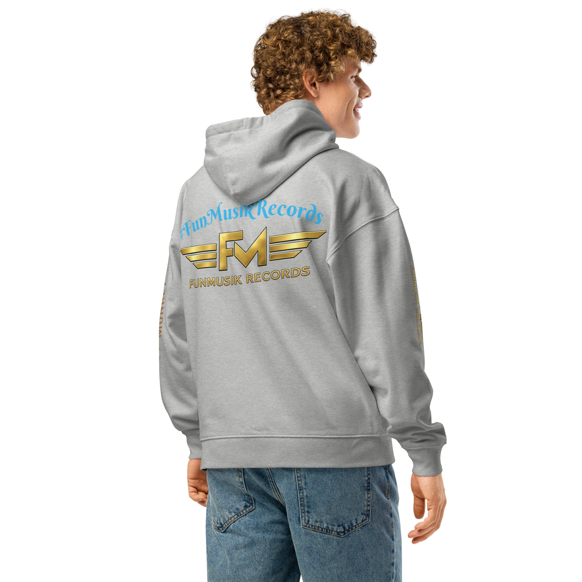 Unisex Bio-Hoodie von Sportswear Iron Monkey 23 in heather grau, lockerer Sitz, nachhaltiges Bio-Material, Rückenansicht