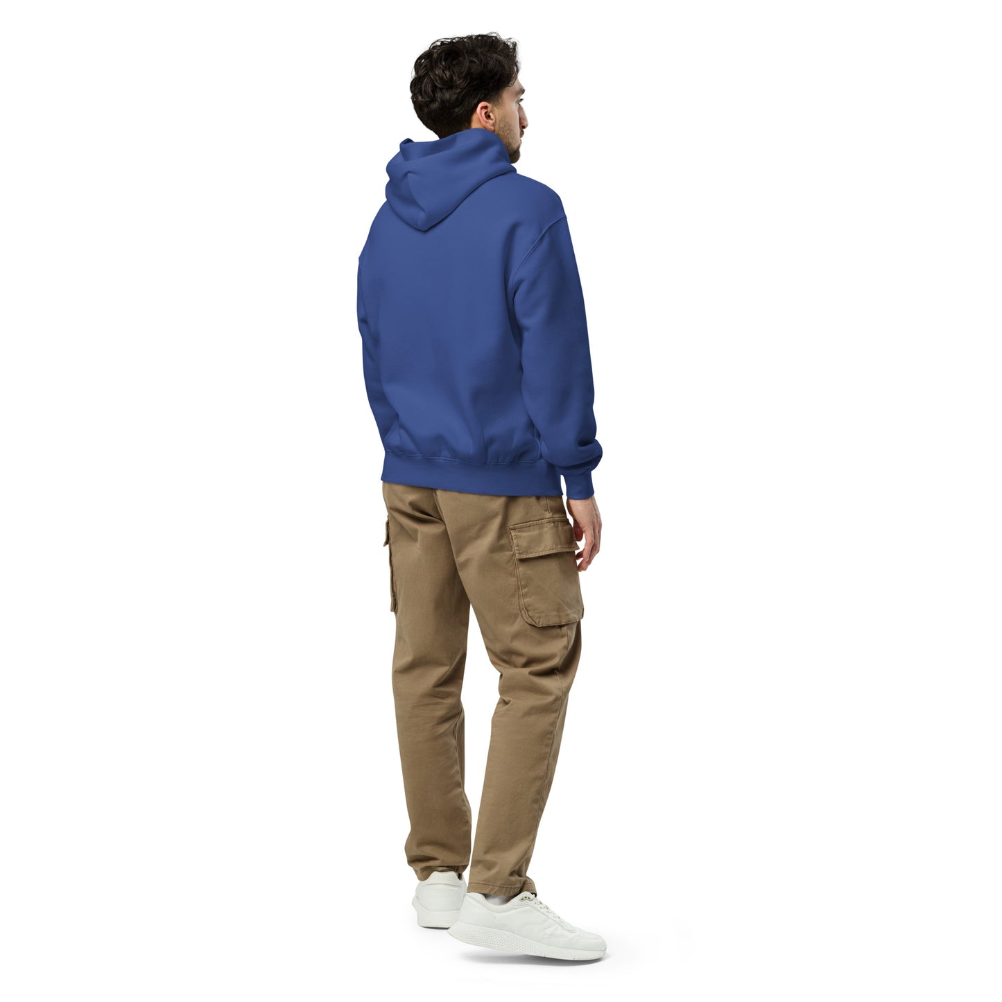Unisex-Relax-Hoodie von Sportswear Iron Monkey 23 in Kobaltblau, großes Oversized-Design, Rückenansicht